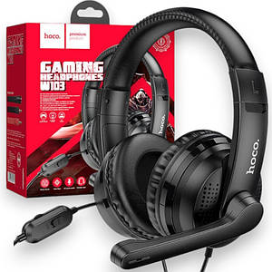 Ігрові навушники BIG HOCO W103 Геймерські накладні навушники з мікрофоном, чорні