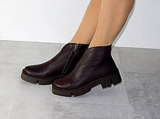 Черевики шкіряні зимові жіночі стильні коричневі