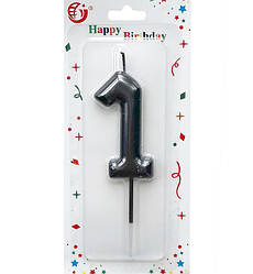 Свічки - цифри в торт "1 чорна", висота - 6 см