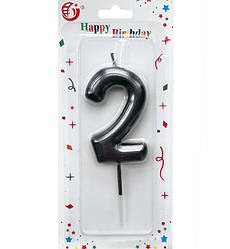 Свічки - цифри в торт "2 чорна", висота - 6 см