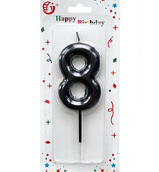 Свічки - цифри в торт "8 чорна", висота - 6 см