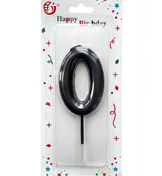 Свічки - цифри в торт "0 чорна", висота - 6 см