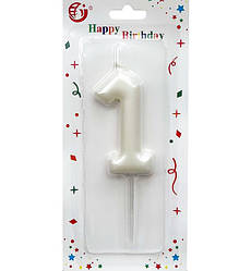 Свічки - цифри в торт "1", висота - 6 см., колір - слонова кістка