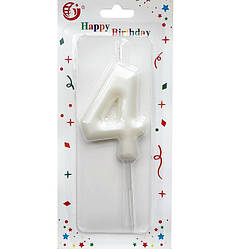 Свічки - цифри в торт "4", висота - 6 см., колір - слонова кістка