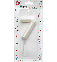 Свічки - цифри в торт "7", висота - 6 см., колір - слонова кістка