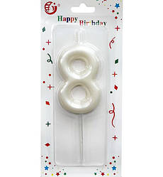 Свічки - цифри в торт "8", висота - 6 см., колір - слонова кістка