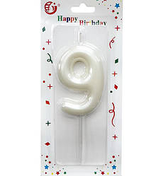 Свічки - цифри в торт "9", висота - 6 см., колір - слонова кістка