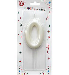 Свічки - цифри в торт "0", висота - 6 см., колір - слонова кістка