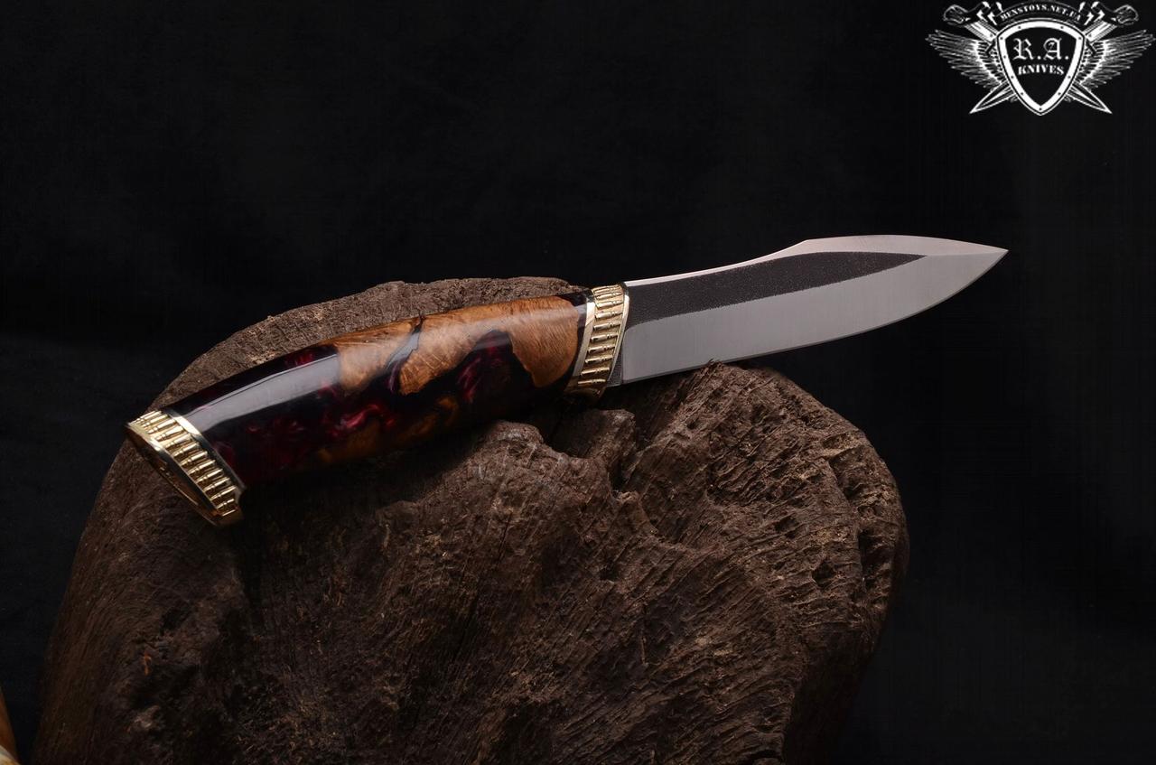 Ніж ручної роботи «Переможець» 120х26х4мм з нержавіючої сталі та руків'ям з гібриду, фото 1