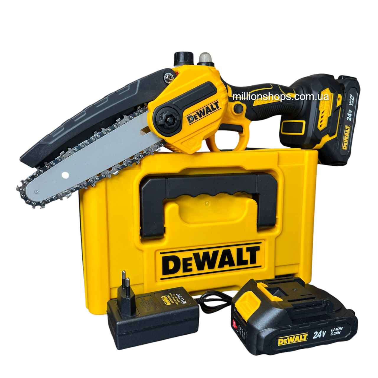 Акумуляторна міні пила DeWalt DCM160N (24V, 4AH, шина 15 см) з автоматичним мастилом ланцюга. Гілкоріз девольт
