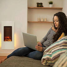 Електричний камін Klarstein Lamington LED-підсвітка, обігрівання 2 кВт, пульт ДК, білий, Німеччина, фото 3