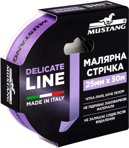 Малярна стрічка рисова MUSTANG DELICATE LINE фіолетова 25мм*50м, фото 1