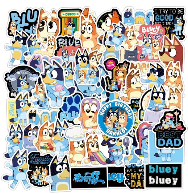 Набір наклейок Блуї Bluey мультфільм Бінго стікери 50 штук стікерпак стікербомбінг на ноутбук самкат гаджети