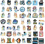 Набір наклейок Блуї Bluey мультфільм Бінго стікери 50 штук стікерпак стікербомбінг на ноутбук самкат гаджети, фото 3