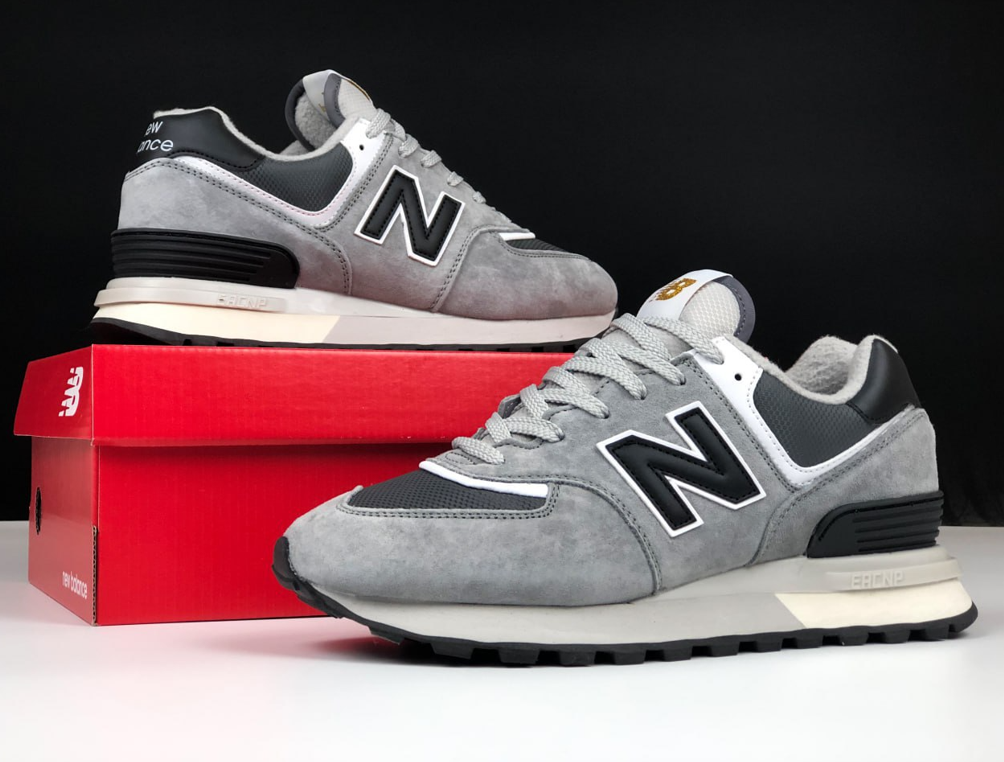 Сірі зимові чоловічі термо кросівки New balance 574 winter Legacy grey Нью Баланс замшеві теплі зима