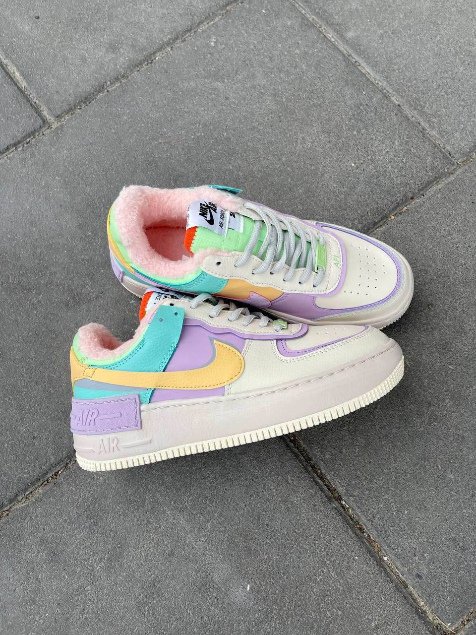 Жіночі зимові кросівки Найк Nike Air Force 1 Low Shadow Pale Ivory (міх) ALL07105