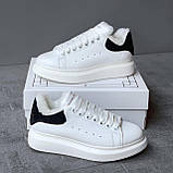 Жіночі кросівки Alexander McQueen White Black Gloss Winter (з хутром), фото 6