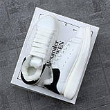 Жіночі кросівки Alexander McQueen White Black Gloss Winter (з хутром), фото 8