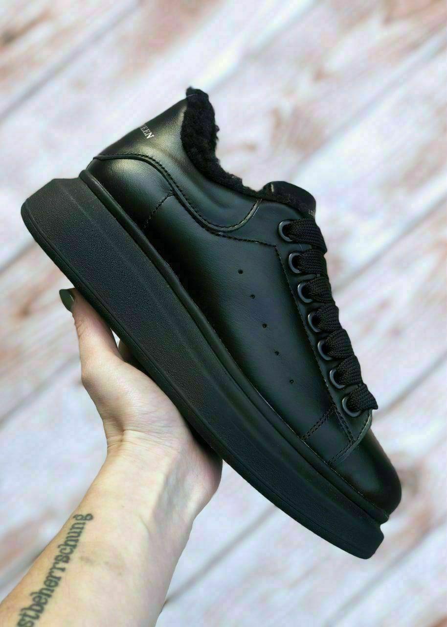 Жіночі кросівки Alexander McQueen Black Winter (хутро)