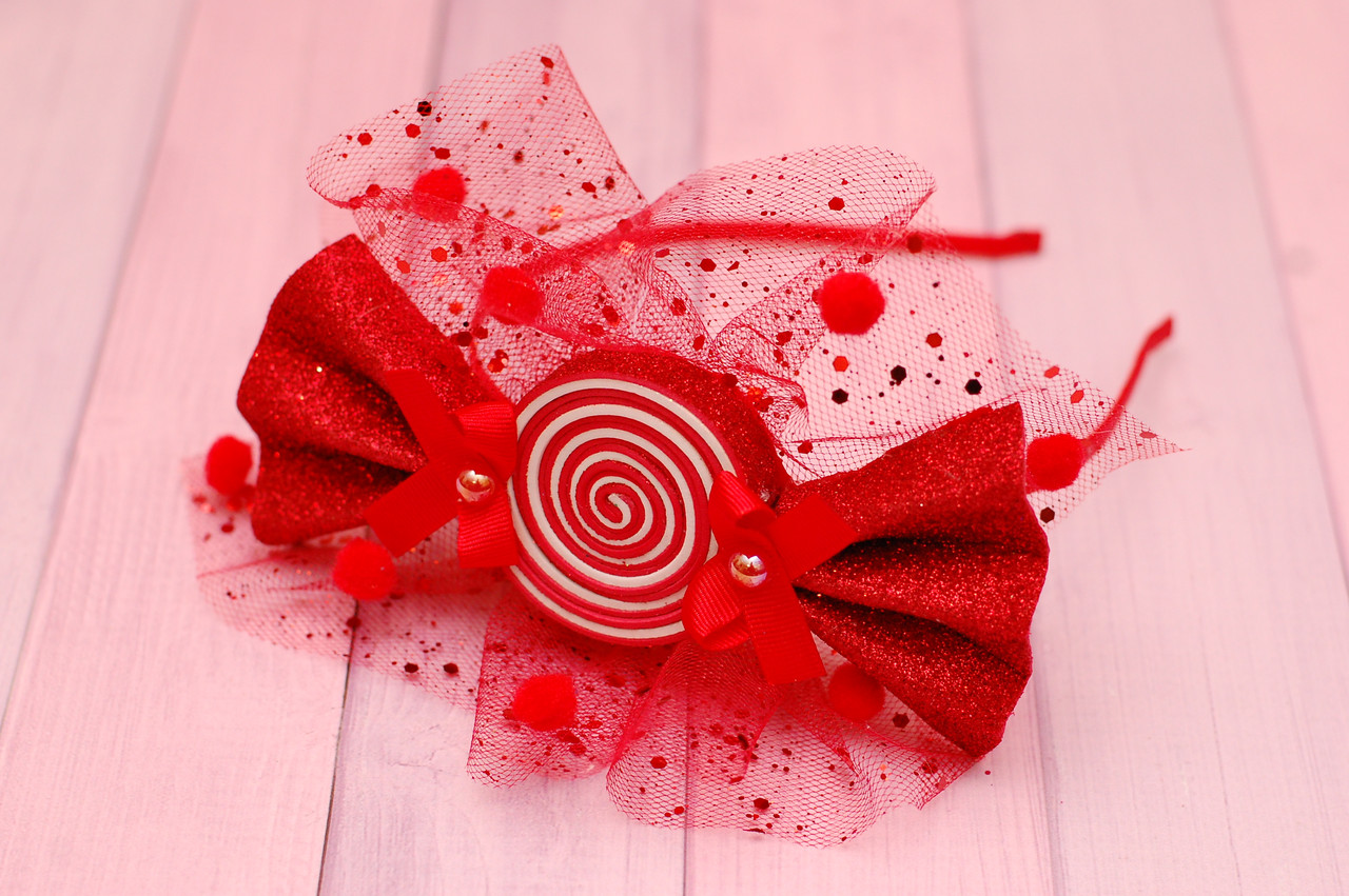 Обруч для волосся / ободок на голову цукерка червоний 818, фото 1