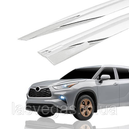 Дефлектори вікон хромовані, вітровики Toyota Highlander 2020- (6шт./Autoclover/Корея), фото 1