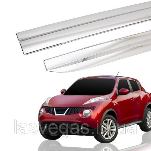 Дефлектори вікон (вітровики) хромовані Nissan Juke 2010 — Хром (Autoclover D625), фото 1