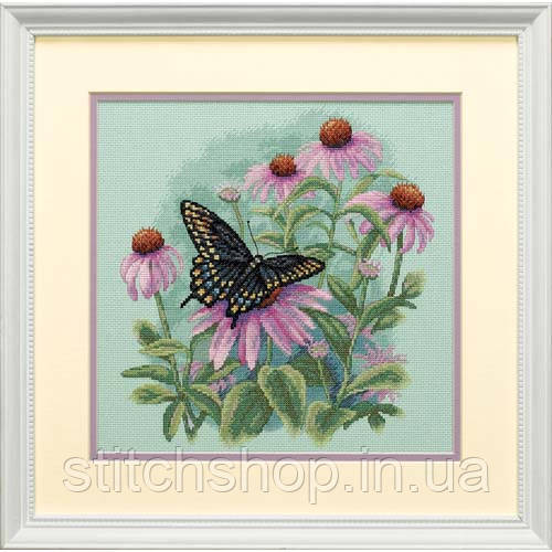 35249 "Метелик і ромашки//Butterfly and Daisies". DIMENSIONS. Набір для вишивання ниткою