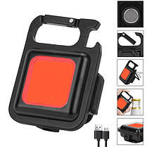 Брелок ліхтарик з червоним розсіювачем, акумуляторний, Type-C, з магнітом та карабіном, фото 3