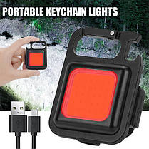 Брелок ліхтарик з червоним розсіювачем, акумуляторний, Type-C, з магнітом та карабіном, фото 5