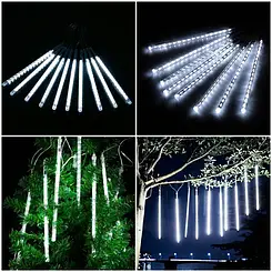 Новорічна світлодіодна гірлянда бурульки-трубки 8 шт по 50 см холодний білий RD-109 від мережі M