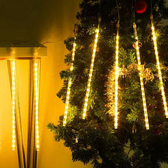 Новорічна світлодіодна гірлянда бурульки-трубки 8 шт по 50 см теплий  білий RD-108 від мережі M