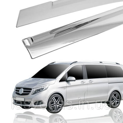 Дефлектори вікон (вітровики) хромовані Mercedes Viano W447 Vito Long 2015-2024 (Autoclover B397)