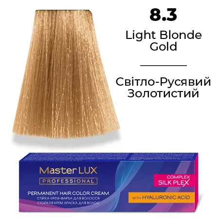Стійка крем-фарба для волосся Master LUX 8.3 Світло-русявий золотистий 60 мл, фото 1