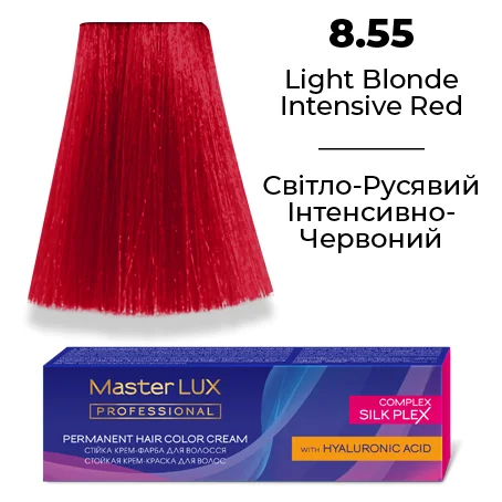 Стійка крем-фарба для волосся Master LUX 8.55 Світло-Русявий Інтенсивно-Червоний 60 мл
