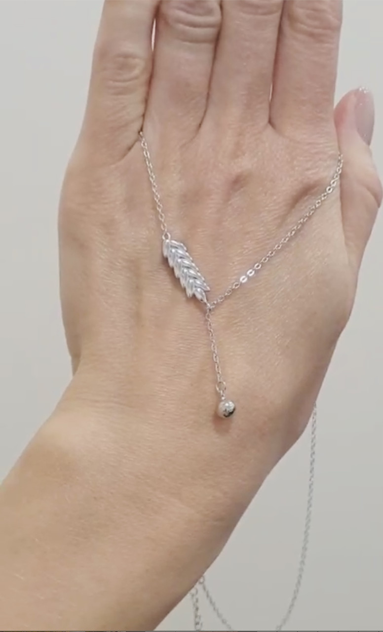 Кольє срібне з колоском, родій, фото 1