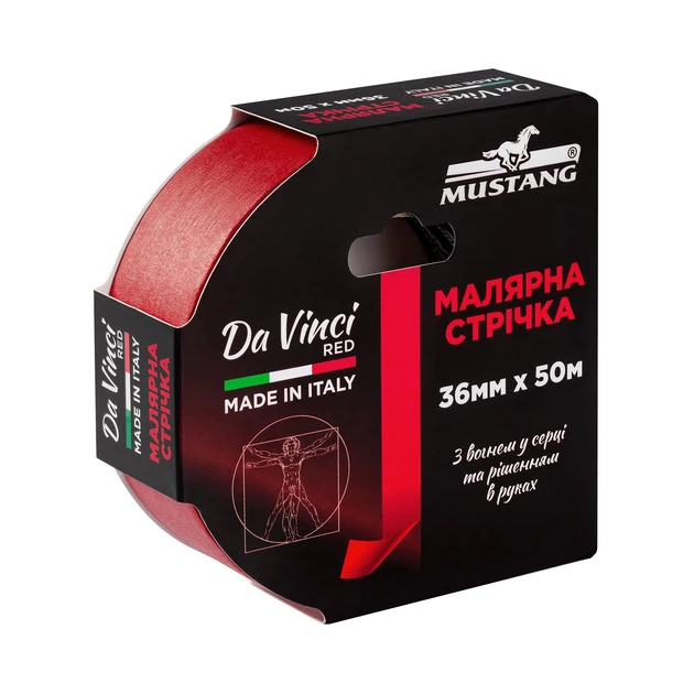Малярна стрічка Mustang Da Vinci Red рисова червона 36мм*50м, фото 1