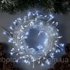 Новорічна кімнатна внутрішня гірлянда Лінза діод RD 7142 200 LED 18 м холодний білий від мережі білий провід M