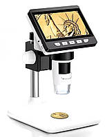 Цифровий мікроскоп 4.3 дюйма IPS для ремонту електроніки з екраном, відеозйомкою, збільшенням 1000X, пластик чорний