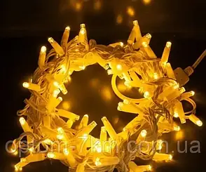 Новорічна кімнатна внутрішня гірлянда Лінза діод RD 7140 100 LED 9 м теплий білий від мережі білий провід M