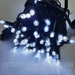 Новорічна кімнатна внутрішня гірлянда Лінза діод RD 7134 300 LED 25м холодний білий від мережі чорний провід M