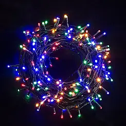 Новорічна кімнатна внутрішня гірлянда Лінза діод RD 7133 300 LED 25 м мультиколор від мережі чорний провід M