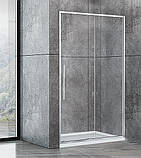 Душові двері в нішу 140х190 см Dusel DSL191 Chrome розсувні скло прозоре 6 мм, фото 2