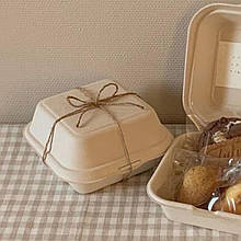 Упаковка для бенто-торта 150х150х80 мм (10 шт.) КРАФТ розмір дна 9,5*9,5 см, висота 8 см з тростини