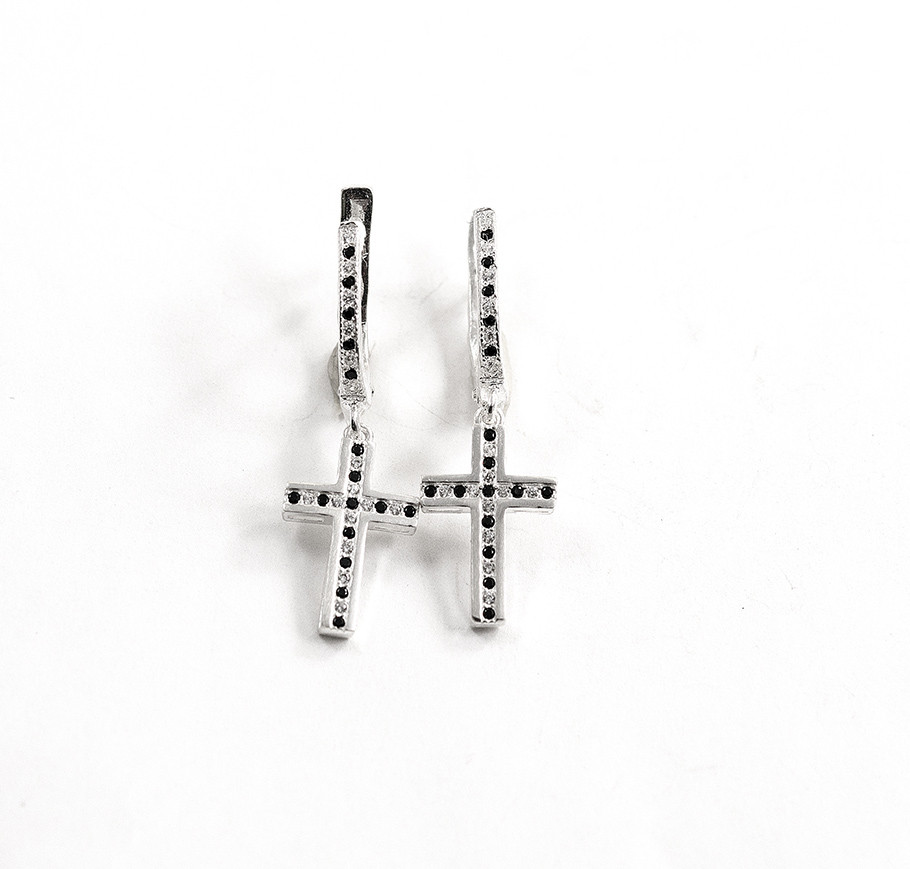 Сережки Хрести З Фіанітами, фото 1