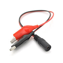 З'єднувальні дроти 5.5*2.5 мама із затискачами АКБ, довжина 0.3 м, дріт мідний 1.0 мм2, "Крокодили" 27 мм