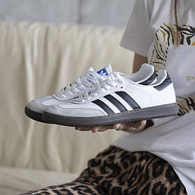 Кросівки Adidas Samba White Black / Адидас Самба Білі з Чорним