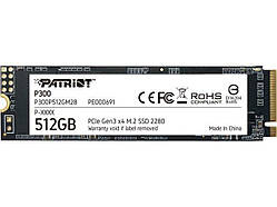 SSD M.2 Patriot P300 512GB NVMe 2280 PCIe 3.0x4 3D NAND TLC