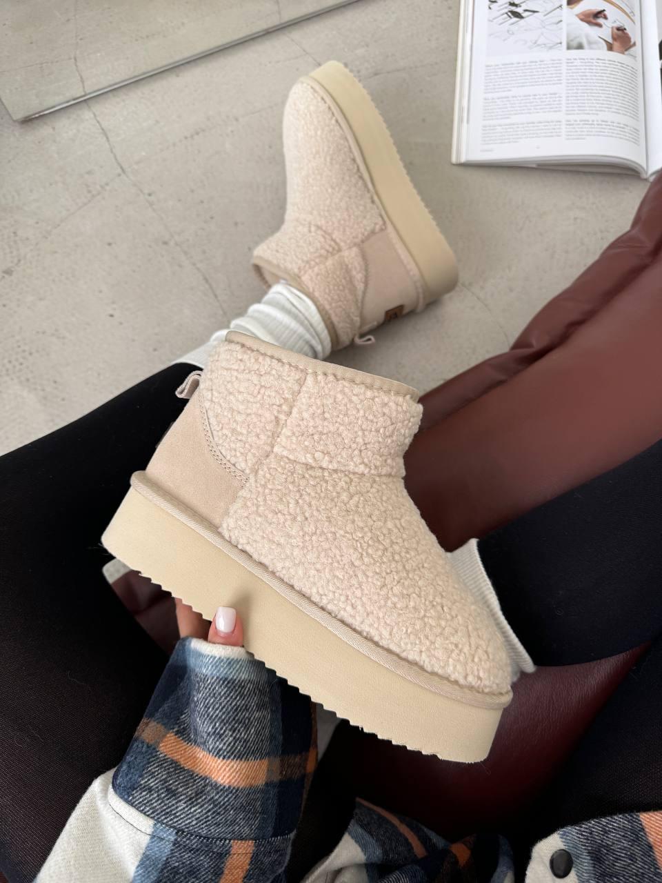 Зимові Жіночі Черевики UGG Ultra Mini Platform Teddy Cream | кремові, теплі, на платформі, розміри 37–41, фото 1