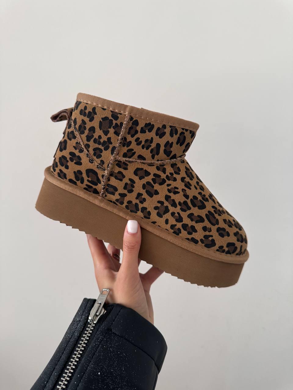 Зимові Жіночі Черевики UGG Ultra Mini Platform Ginger Leopard Suede | рудо-коричневі з леопардовим принтом,, на платформі, 36-41, фото 1