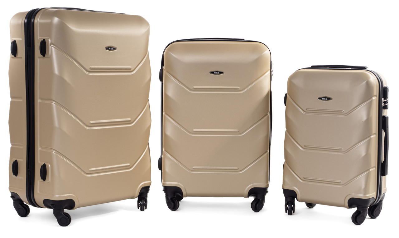 Комплект валіз RGL 720 на 4 колесах 3 в 1 (L, M, S) шампань
